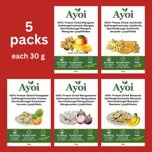 5 Freeze-Dried Fruit Variety Pack – 30 g Family Size x 5 packs